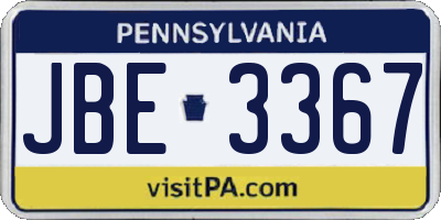 PA license plate JBE3367