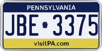 PA license plate JBE3375
