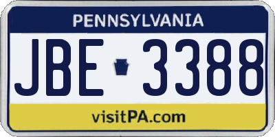 PA license plate JBE3388