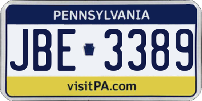 PA license plate JBE3389