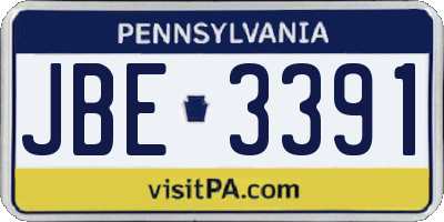 PA license plate JBE3391