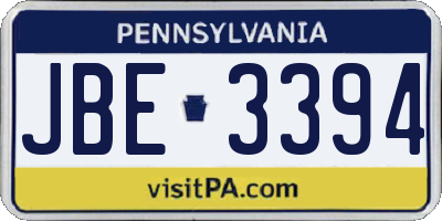 PA license plate JBE3394