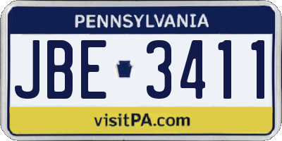 PA license plate JBE3411