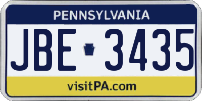 PA license plate JBE3435