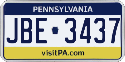 PA license plate JBE3437