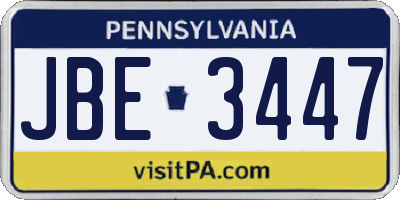 PA license plate JBE3447
