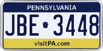 PA license plate JBE3448