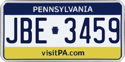 PA license plate JBE3459
