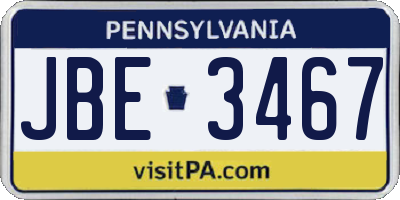 PA license plate JBE3467