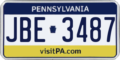 PA license plate JBE3487