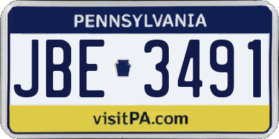 PA license plate JBE3491