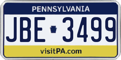 PA license plate JBE3499