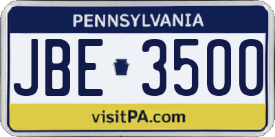 PA license plate JBE3500