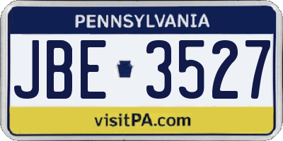 PA license plate JBE3527