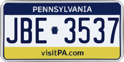 PA license plate JBE3537