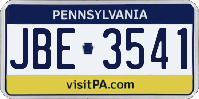 PA license plate JBE3541