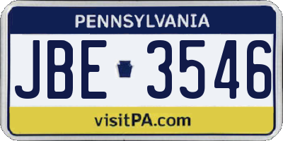 PA license plate JBE3546