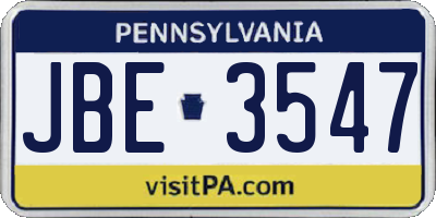 PA license plate JBE3547