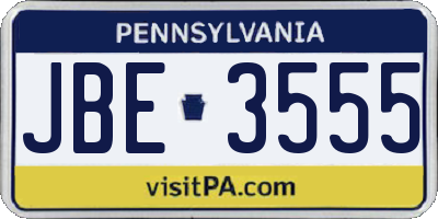 PA license plate JBE3555