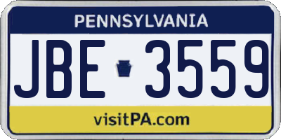 PA license plate JBE3559