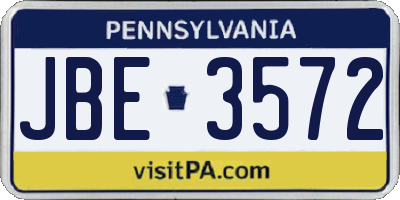 PA license plate JBE3572