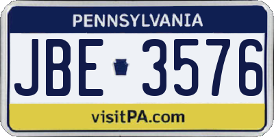 PA license plate JBE3576