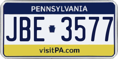 PA license plate JBE3577