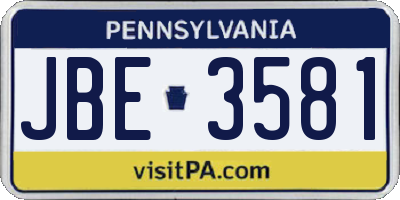PA license plate JBE3581