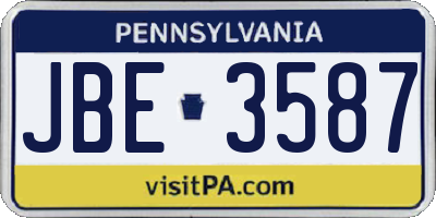 PA license plate JBE3587