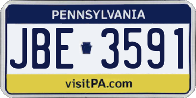 PA license plate JBE3591