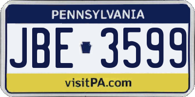 PA license plate JBE3599