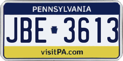 PA license plate JBE3613