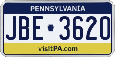PA license plate JBE3620