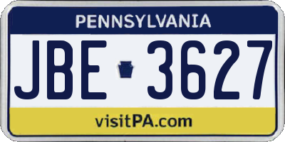 PA license plate JBE3627
