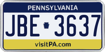 PA license plate JBE3637