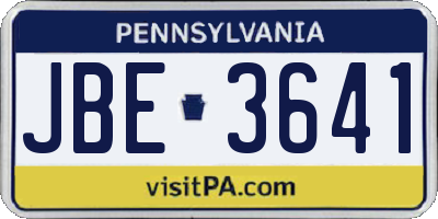 PA license plate JBE3641