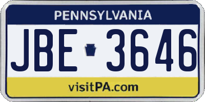PA license plate JBE3646