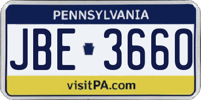 PA license plate JBE3660