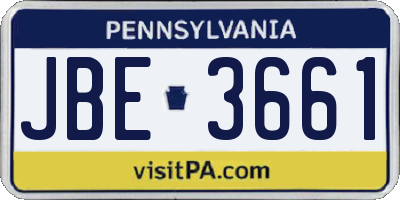 PA license plate JBE3661