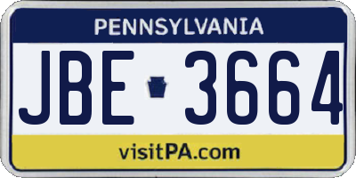 PA license plate JBE3664