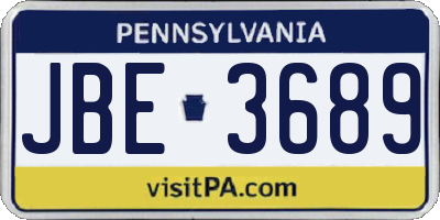 PA license plate JBE3689