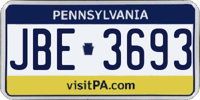 PA license plate JBE3693
