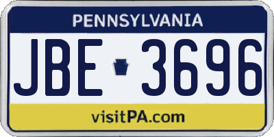 PA license plate JBE3696