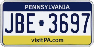 PA license plate JBE3697