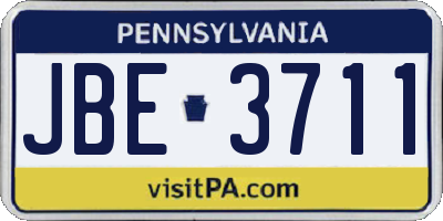 PA license plate JBE3711