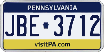 PA license plate JBE3712
