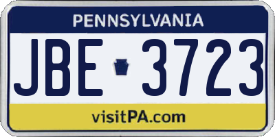 PA license plate JBE3723