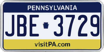 PA license plate JBE3729