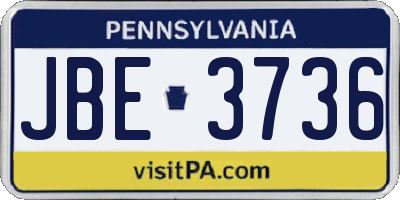PA license plate JBE3736