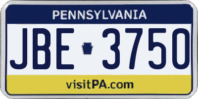 PA license plate JBE3750